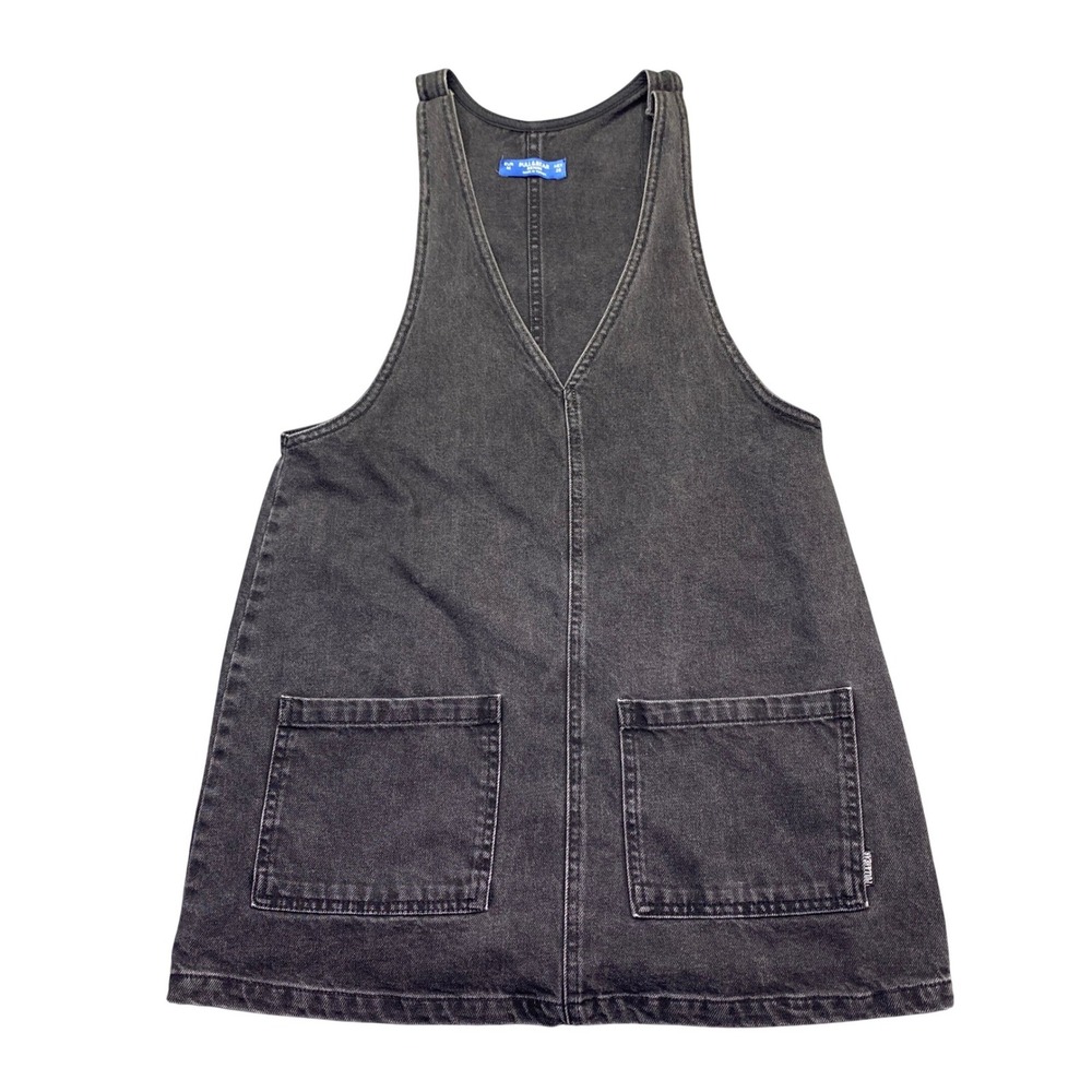 Pull&Bear Black Denim Pinafore Jumper Dress Size M Barn Chore
